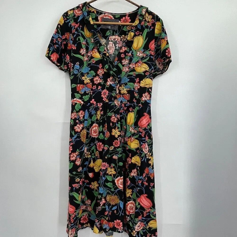 Anthropologie Maeve Multicolor Bloedel Floral Butterfly Shift Dress Size 6